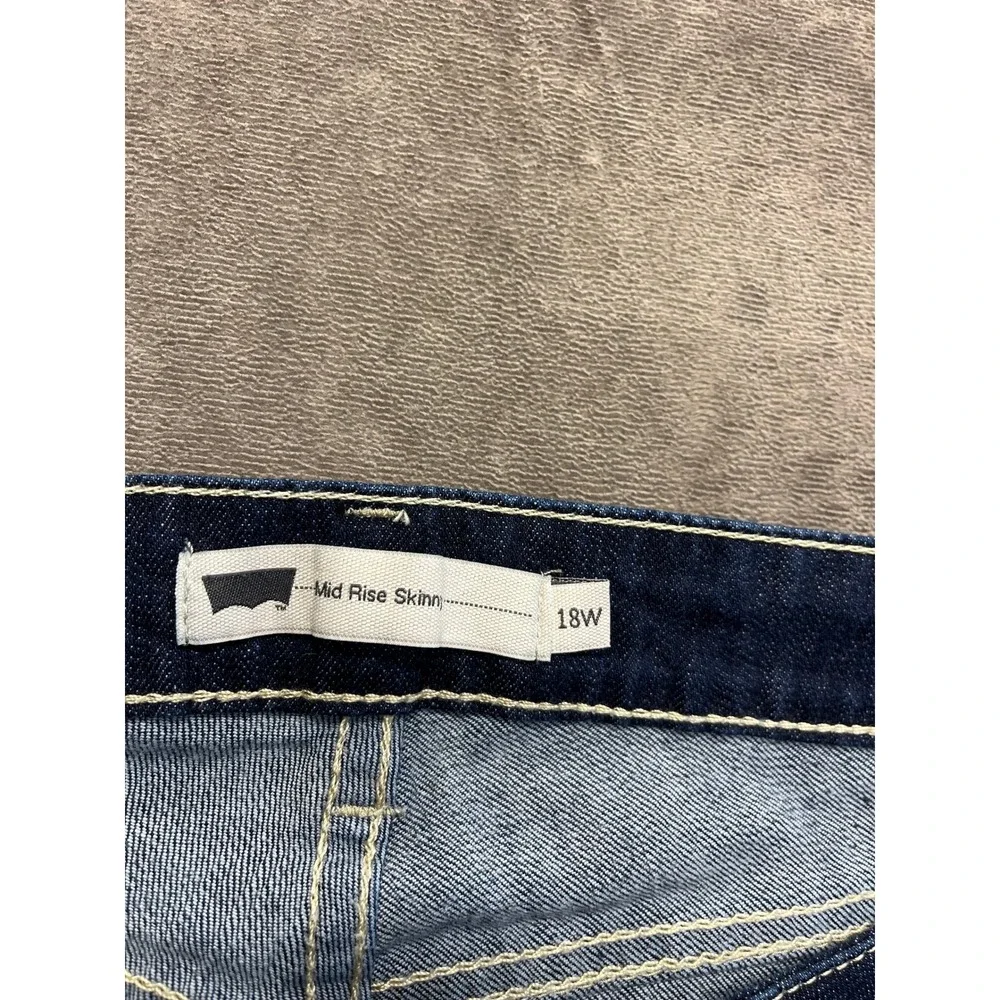 Levis Mid Rise Skinny Jeans Womens 18W Indigo Blue Denim Stretch 1233‎